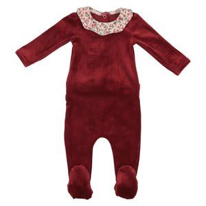 Maniere Girls Velour Collar Footie 9 months